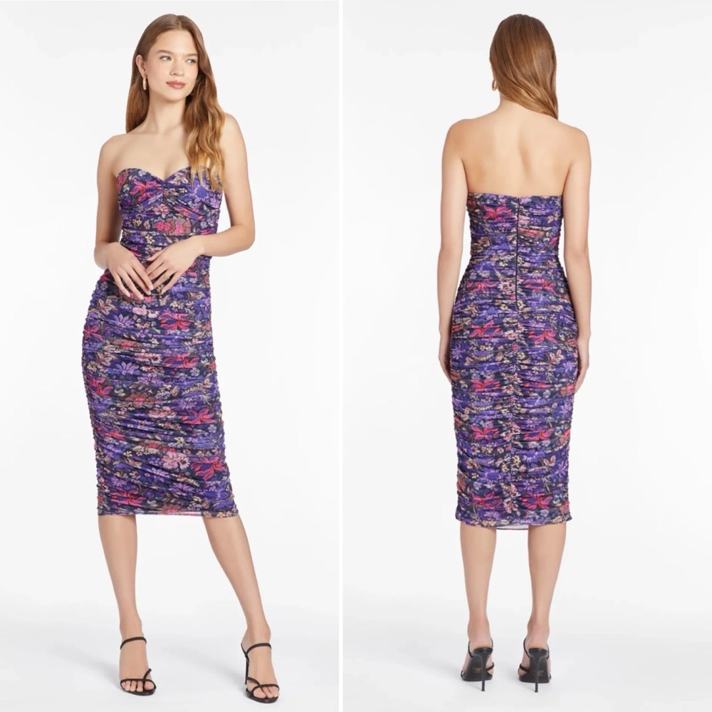 Amanda Uprichard Lopez Dress in Aracelli Purple Floral Bodycon Dress